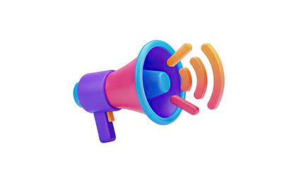 3D Cartoon Megaphone with Sound Waves
