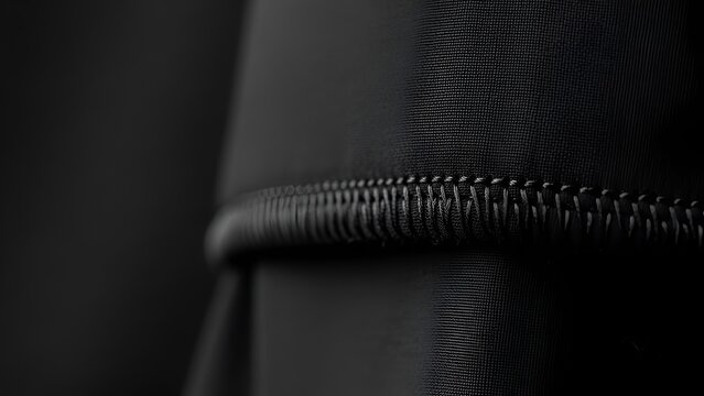Close up of Black Textile with Textured Weave and Detailed Seam