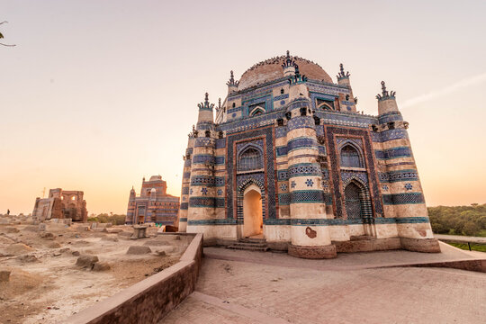 Tombs of Ustad Nuriya, Baha'al-Halim and Bibi Jawindi in Uch Sharif, Punjab province, Pakistan