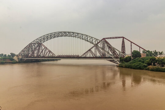 Lansdowne bridge over Indus river in Sukkur, Sindh province, Pakistan