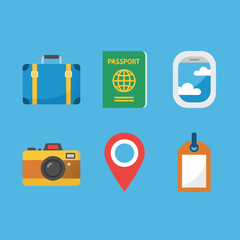 Travel Icons Set Flat Design.