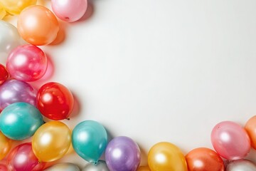 Obraz premium Colorful Balloons Decorate White Background for Festive Celebration