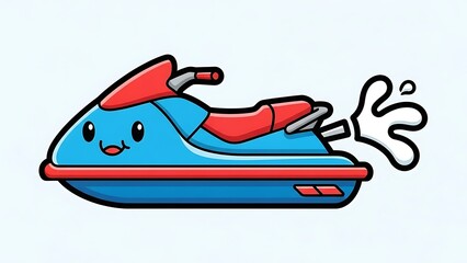 Cartoon Jet Ski Water Vehicle Illustration.