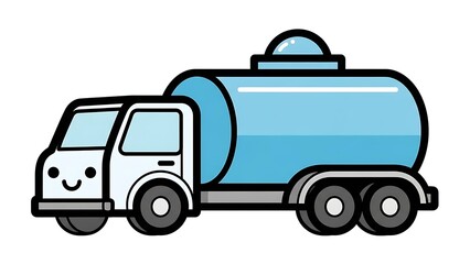 Obraz premium Cartoon Tanker Truck with Smiling Face.