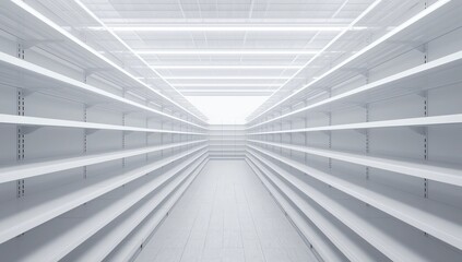 Metal clean shelves in market. 3d rendering