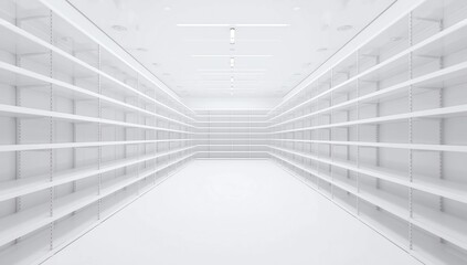 Obraz premium Metal clean shelves in market. 3d rendering