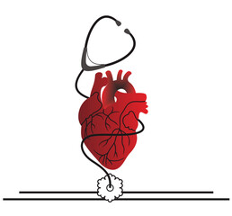 Heart, blood pressure measuring. Vector flat image on white background
