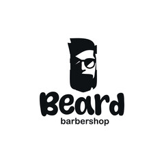Hairstyle Barber Shop Logo Design with Beard Moustache