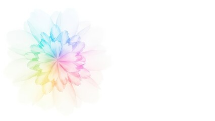 Obraz premium A soft, ethereal flower-like shape with a pastel rainbow color gradient on a pure white background.