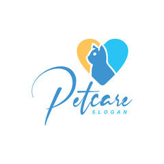 Pet Veterinary Animal Cat Love Care Logo Design 