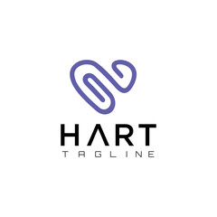 Abstract Heart Logo Line Art Design Template