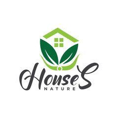 Fresh Leaf House Logo Design for Eco Green Home Farm Plant Cultivation 