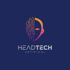 Head human smart technology logo vector