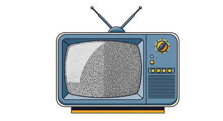 Vintage television with static screen and antennae on top