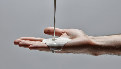 Skincare Lotion Poured Onto Human Hand