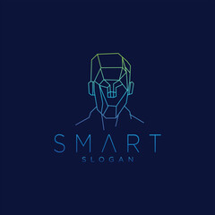 Abstract smart head tech logo design inspiration