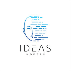 Vitual Artificial Intelligence Human Icon Logo Design Element