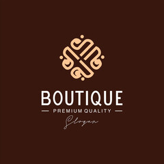 Vector Floral Luxury Curve Logo Design Round gold Ornate Frame