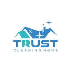 House logo design template with cleaning graphic design illustration