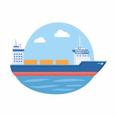Obraz premium Vector Illustration of a Cargo Ship on the Sea 1.