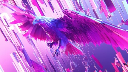 Abstract eagle in vibrant, geometric colors