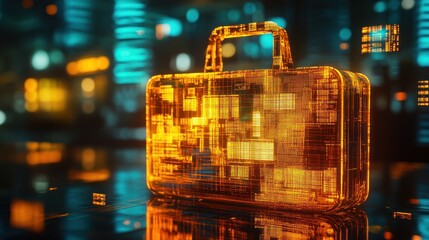 Abstract briefcase, tech-infused design