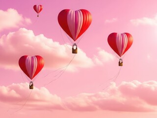 Obraz premium Hot air balloons in pink sky