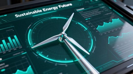 Wind turbine on digital display