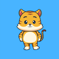 Cute Cartoon Tiger Character Illustration