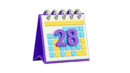 3D Calendar Icon with Number 28