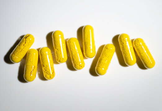 Close up of Berberine Supplement Capsule on White Background