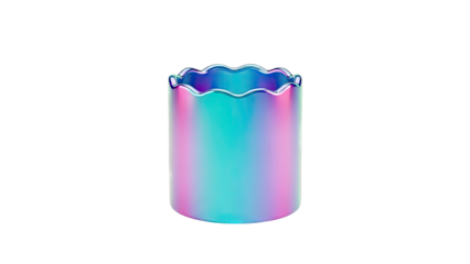 Iridescent Wavy Rim Cylinder Vase