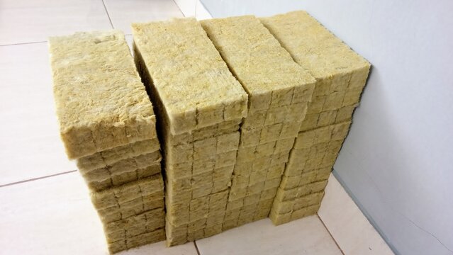 Stack of New Rockwool Slabs for Hydroponic Substrate and Growing Medium