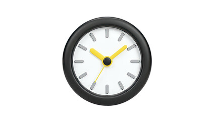 Minimalist Analog Clock with Black Bezel and Yellow Hands