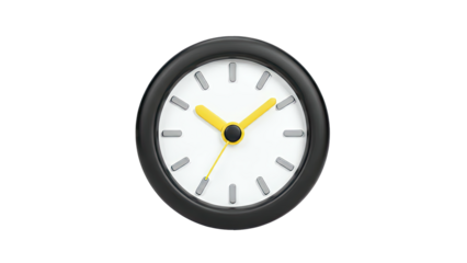 Minimalist Analog Clock with Black Bezel and Yellow Hands