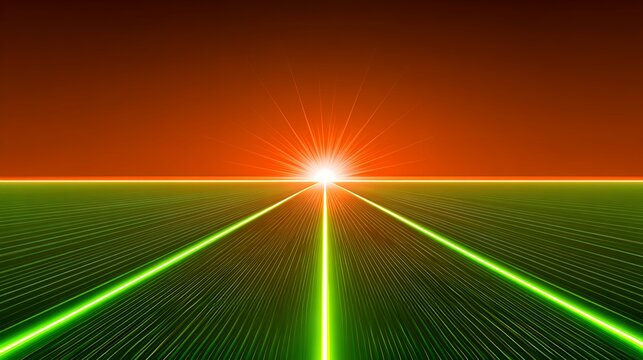 Abstract glowing lines converging towards a bright light