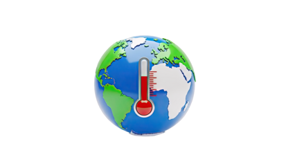 Earth with thermometer indicating high temperature