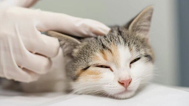 4k video of a vet doctor giving a vaccination shot to a cat.