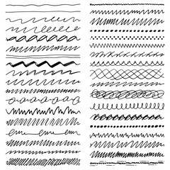 Hand drawn doodle brush strokes and decorative divider line collection
