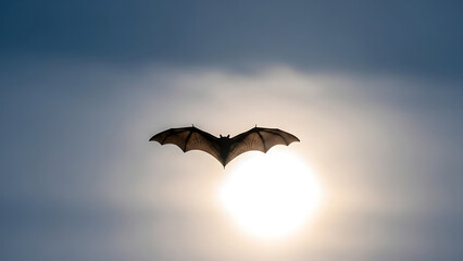 Bat Over Sun Silhouette