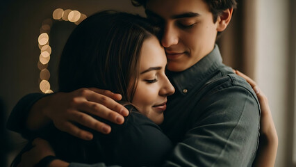 Couple Hug in Warm Embrace
