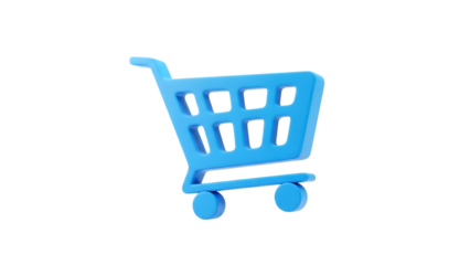 Blue shopping cart isolated on white background