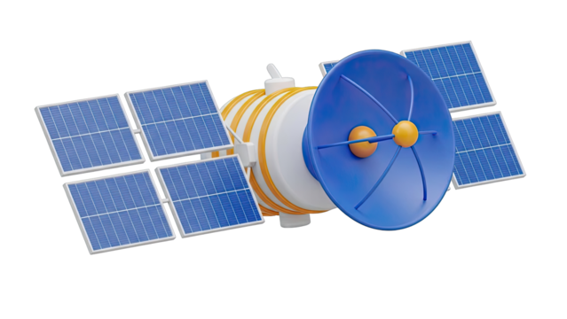 3D Render of a Solar Powered Satellite - Powered by Adobe