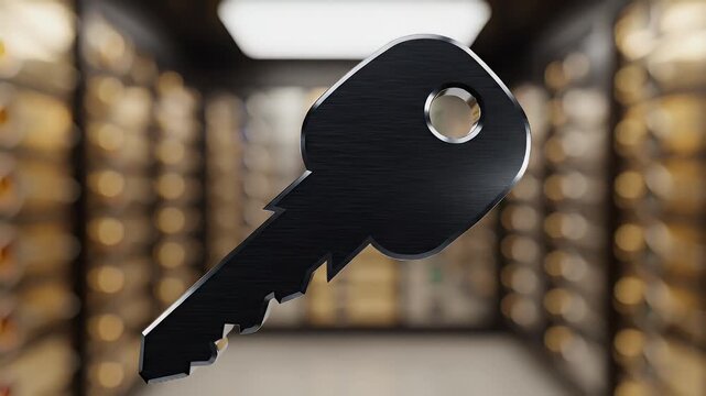 Metallic Key Unlocking a Golden Doorway - Symbol of Access Security and Opportunity with a Modern Abstract Design for Business Concepts