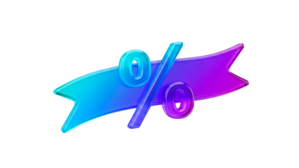 Discount percentage symbol on colorful ribbon