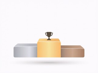 Clean podium illustration with gold silver bronze tiered platforms and trophy silhouette. Perfect for award ceremonies, competition graphics, and achievement recognition presentations