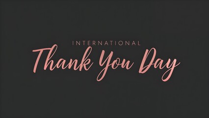 International Thank You Day Elegant Typography with Soft Pink Lettering on Dark Background.
