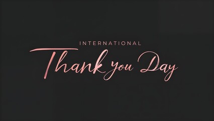 International Thank You Day Elegant Typography with Soft Pink Lettering on Dark Background.
