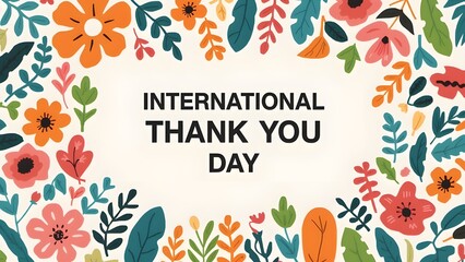 International Thank You Day Floral Greeting Card Background. 
