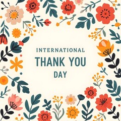 International Thank You Day Floral Greeting Card Background. 
